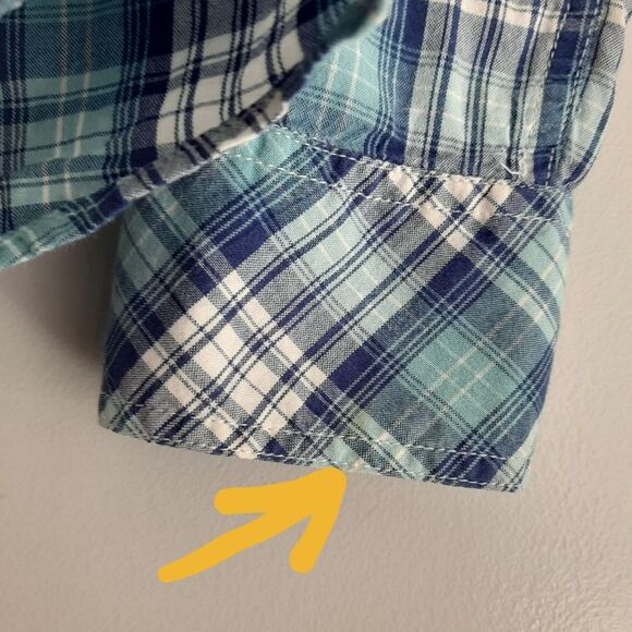 PANHANDLE | Embroidery Pearl Snap Button Down Western Shirt Blue Plaid L Flawed - Picture 15 of 16